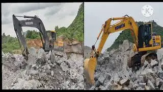 Volvo 300 and Komatsu PC210 -10  Working at Quarry Application..