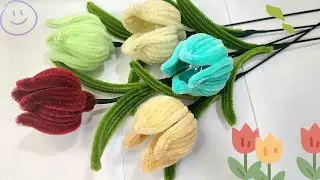 DIY Flower | How to make Tulip 4 layer with pipe cleaner | Handmade gift ideas tutorial by Sreyneang