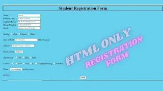 Student Registration Form by using html