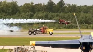 SHOCKWAVE JET TRUCK VERSUS A JAMES BOND JET @ 2014 NAS Oceana Airshow