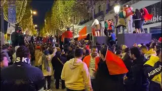 إحتفالات من باريس بفوز المنتخب على بلجيكا Fête sur les Champs-Élysées Maroc face à la Belgique 2 - 0