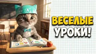 Котенок в школе - Веселые уроки с Крошкой Котом * мультик игра для детей