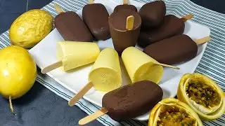 😋 CREAMY PASSION FRUIT Ice Cream with CHOCOLATE Coverage / passion fruit popsicles covered in choco