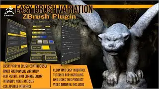 Add versatility to your alphas and brushes with Easy Brush Variation ZBrush Plugin by Artistic Squad