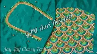 Beautiful Bridal Aari work blouse on Feather stitch peacock sleeve designing..Trending design