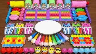 ASMR with CLAY PIPING BAG and RAINBOW !! Mixing Random into GLOSSY Slime !!!Satisfying Videos 2061