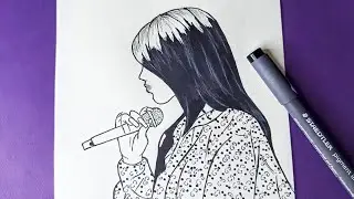 How to Draw BILLIE EILISH Easy | Step by Step