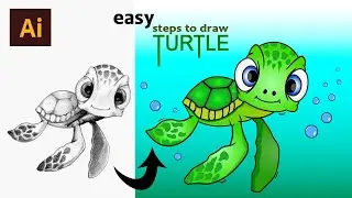 How to Draw Cartoon Turtle | Adobe Illustrator Tutorial | Romart