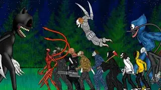Cartoon Cat Vs Jason, Michael Myers,Ghost Face,Jeff,Slenderman,Hoodie,It,Venom,Carnage,Némesis,.....