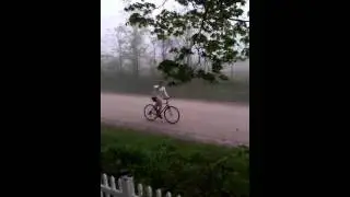 Sheila leaves for work on bike