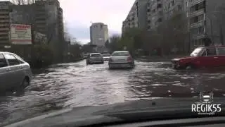 Потоп в 11 микрорайоне, Омск (22.04.2016)