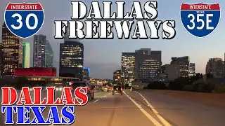 Dallas Freeways Night - Dallas - Texas - 4K Night Highway Drive