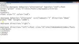 HTML ANIMATION USING MARQUEE TAG