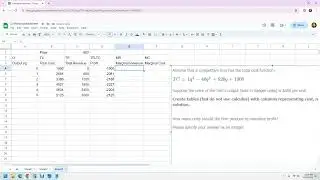 How to find how much output to produce given a cost function in Google Sheets