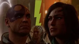 The Stone Lord Confronts Nine Fingers (with Jaheira Standing Witness)