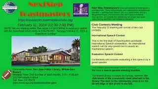 Next Step Toastmasters Sunday February 11 2024 Meeting