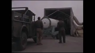 Heat shield, parachute, rocket parts and escape system transport - 1964 Nasa footages ( No sound )