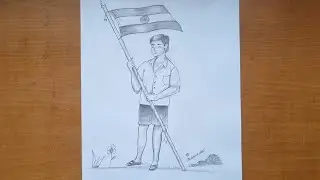 Boy carrying Indian flag 🇮🇳 drawing || Independence day drawing 2023#art #drawing