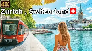 Zurich Switzerland Walking tour 4K - From Historic Streets to the Shores of Lake Zurich
