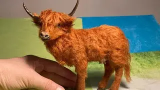 How I made Highland Cow Animal- Dollhouse realistic polymer clay animal - by Malinik Miniatures