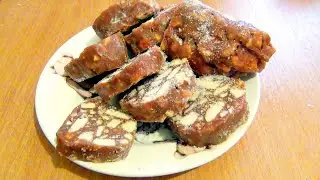Sweet dessert Chocolate sausage with nuts video recipe
