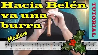 Hacia Belén va una burra - Tutorial flauta con partitura | Karaoke instrumental