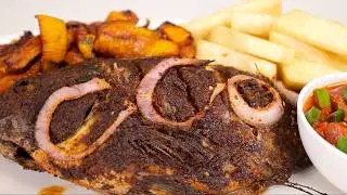 Tasty Grilled Tilapia Fish  with Fried Plantains and Yam Recipe Tutorial
