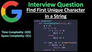 Find First Unique Character in a String