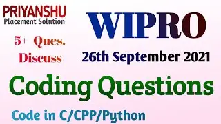 Wipro Coding Questions asked in 26th September with Solution | Wipro Programming Questions | Wipro