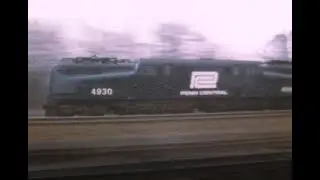 GG 1's, E60's, E44's, Metroliner,     PENN CENTRAL / AMTRAK. Elizabeth, NJ. 1975