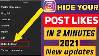 How o Hide Likes On Instagram 2021 | Instagram New Update 2021 | Instagram New Feature 2021