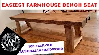 DIY Farmhouse Bench Seat With Reclaimed Hardwood