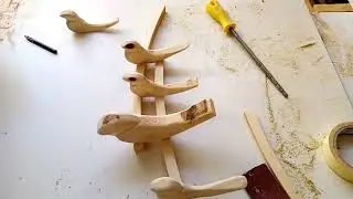 Making a wooden bird : Carving useless wood to make a wooden bird