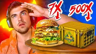 EATING A BIG MAC EVERY TIME I UNBOX A PINK OR RED! 500 CASES! (Feat. Filet O Fish + Quarter Pounder)