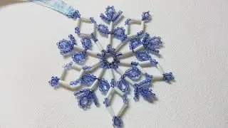 Beaded Snowflake/Pearl snowflake/СНЕЖИНКА из бусин/СНЕЖИНКА своими руками/4