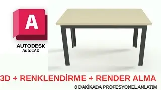 AutoCAD 3D Render Alma (8 Dakikada Masa Çizimi)