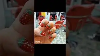 nails art strawberry design #nailart #nails #shorts #short
