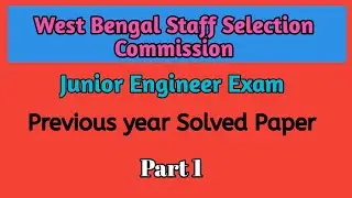 WBPSC Junior Engineer Exam Solved Paper || Part 1|| Mechanical Engineering