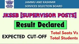JKSSB SUPERVISOR Posts Result Declared: Check Your Result and Cut off (Category wise Seats) 2024