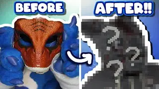 I tried fully furring a Dino mask into a fursuit head 😬 [The Bottle Ep✨100✨]