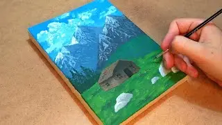 رسم منظر طبيعي بالالوان الاكريليك