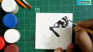 Marbled Butterfly painting....poster colour art 