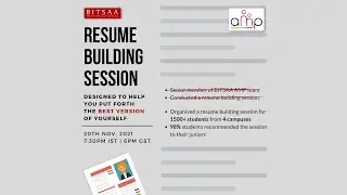 BITSAA AMP - Resume Building 101 - November 2021
