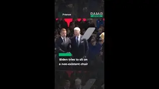 Biden tries to sit on a non-existent chair