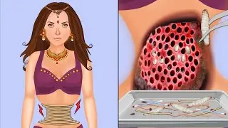 ASMR Cleaning Of An Infected Belly Ring Piercing Treatment- ASMR Removal of Maggots | JINJJA 진짜 ASMR