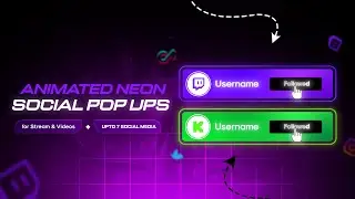 Neon Social Media Lowerthirds for YouTube, Twitch, Kick Streamers and Videos