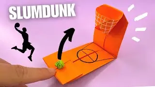 EASY origami basketball hoop paper toy DIY, origami basketball game