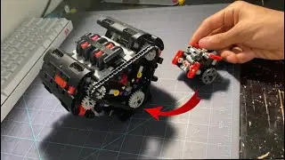 Working Lego v8 16 valve 4 stroke Hemi Engine (working pistons & valves)