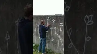Tape art on a sea wall