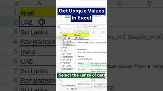 Unique function in excel #interview  #excelformula #spreadsheetformula #excelfunction #yt